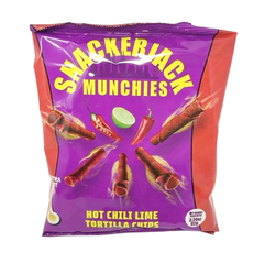 Snacker Jack Munchies Hot Chili Lime Rolled Tortilla Chips - Spicy & Tangy Flavor, 3.24 oz Bag - Authentic Mexican Style Snack