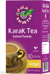 Karak Tea Instant Tea Mix 10 Count (200g Total) Ginger Flavor for Authentic Taste & Quick Convenience, Daily Refreshment - SANI-LLC