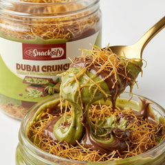 Snacksify Dubai Crunch Chocolate Pistachio Spread - 5.20 oz (150g) - Gourmet Hazelnut & Pistachio Butter with Crunchy Kataifi - Premium Dessert Topping for Crepes, Toast, and Fruit