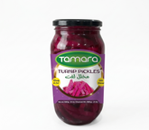 Jar of Tamara Turnip Pickles, 1000g, with fresh sliced turnips in natural brine, ideal for authentic shawarma.