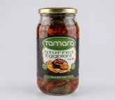 Tamara Stuffed Eggplant Makdous 1000g, natural ready-to-eat mezza with eggplants, walnuts, and spices in glass jar.