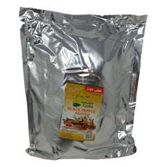 Homey Foods ground black pepper in a 5 lb bulk bag, fine aromatic black pepper spice for seasoning and cooking.