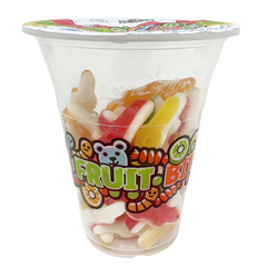 Fun Fruit Bites Assorted Gummy Candy Cup - Chewy Crocodile & Fruit Shaped Treats, Halal Certified