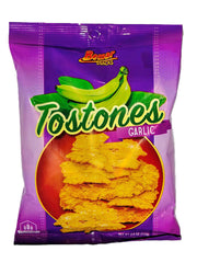 Bemar Snacks Garlic Tostones 4oz (113g) Fried Plantain Chips Savory Garlic Flavor Gluten-Free Crispy Latin Caribbean Snack