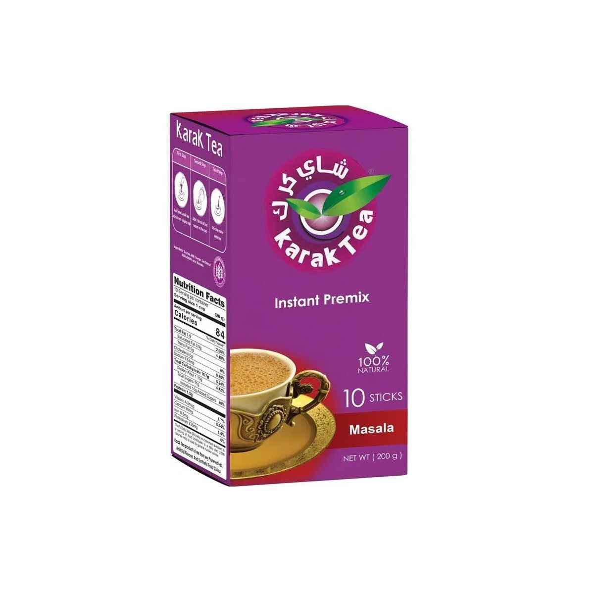 Karak Tea Instant Masala Chai 10 Sticks Rich Masala Flavor, Authentic Taste & Convenient for Daily Refreshment & Travel - SANI-LLC