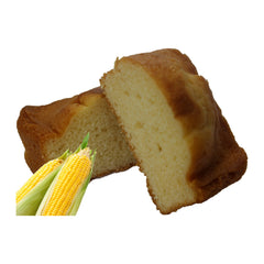 Mr. Spong corn mini loaf sponge cake sliced with corn