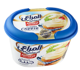 Creamy Almarai cheese spread in a 350g tub, ideal for breakfast and dips, shown in a close-up image.