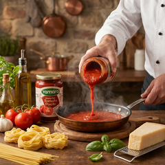 Tamara Country Style Tomato Paste in a 650g glass jar, ideal for cooking and adding rich tomato flavor to dishes.