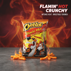 Cheetos Flamin' Hot Crunchy Snacks 2.75 oz Bag Intense Heat, Irresistible Crunch for Spicy Snacking