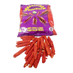 SnackerJack Munchies Hot Chili Lime Rolled Tortilla Chips - Spicy & Tangy Flavor, 3.24 oz Bag - Authentic Mexican Style Snack