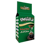 Shami Cafe Café Shami Mocha Plain Ground Coffee in green packaging, suitable for Turkish brew, without cardamom.