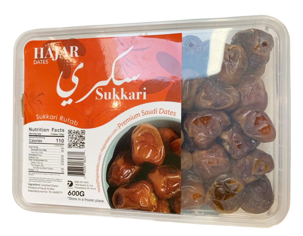 Dates: Hajar dates | Sukkari Rutab | premium Saudi dates | Best breakfast in Ramadan | Naturally sweet | 100% Fresh | Packed securely | Ramadan gift box | 600g | Store in a frozen place - SANI-LLC