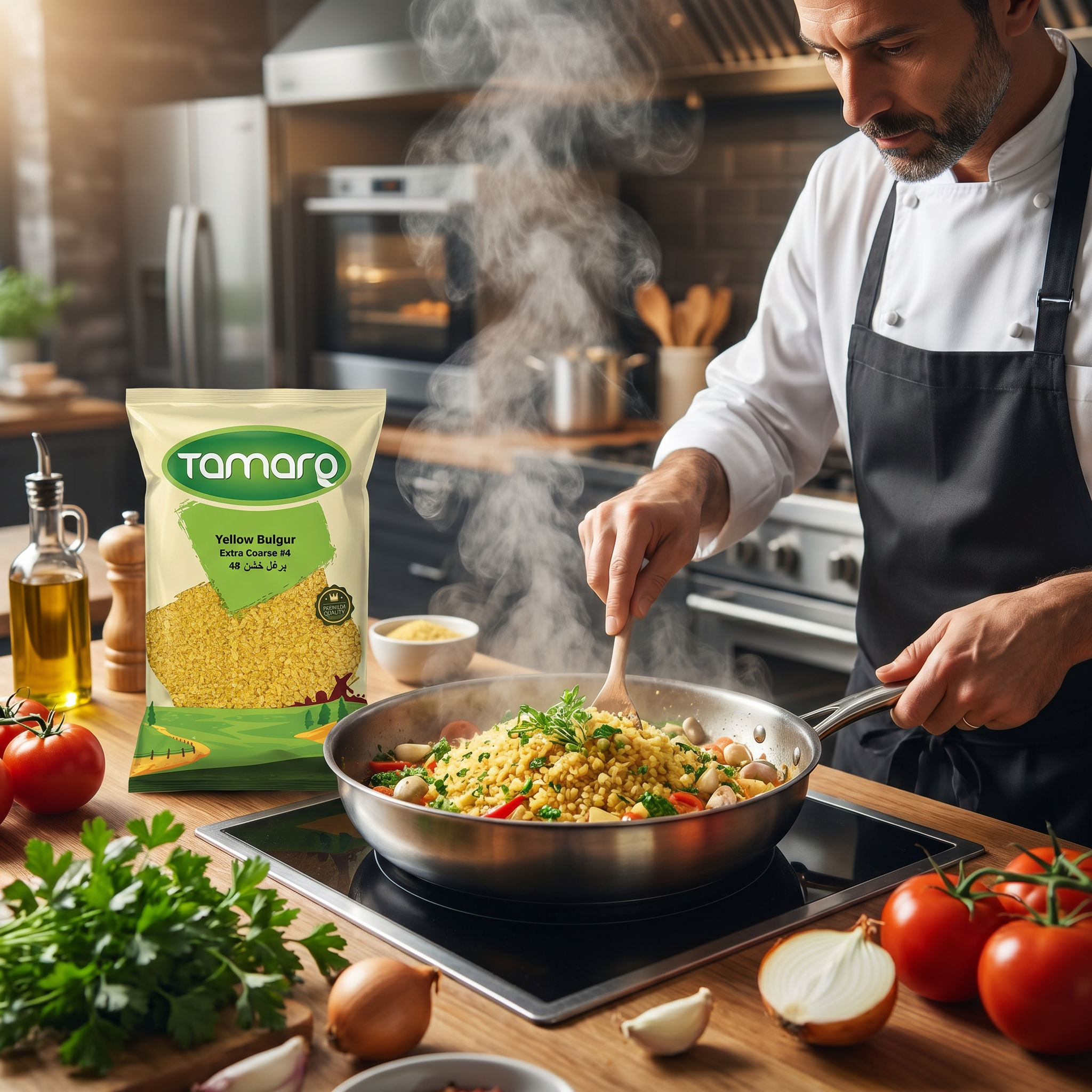 Tamara Yellow Bulgur Extra Coarse #4 in 2lb package, showcasing the authentic whole grain bulgur with coarse texture.