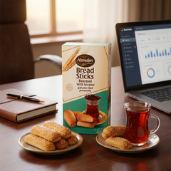 Hamdan Basrawi sesame breadsticks in a 400g package, showing crunchy, traditional tea snack with sesame seeds.
