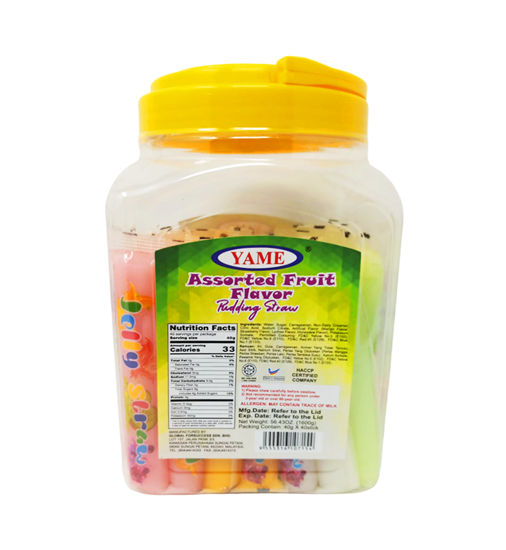 YAME PUDDING STRAW Assorted Flavors 40 Pcs 56.44 Oz - SANI-LLC