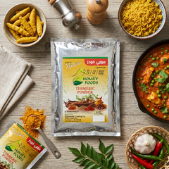 Homey Foods pure turmeric powder in a 5lb bulk package, ground curcumin spice for cooking, seasoning, and golden milk.