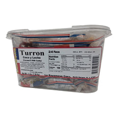 Caribeña Turron Coco y Leche Candy 24 Pieces (3 Lbs) Authentic Tropical Flavor Chewy Coconut Treat Perfect for Sharing & Snacking - SANI-LLC