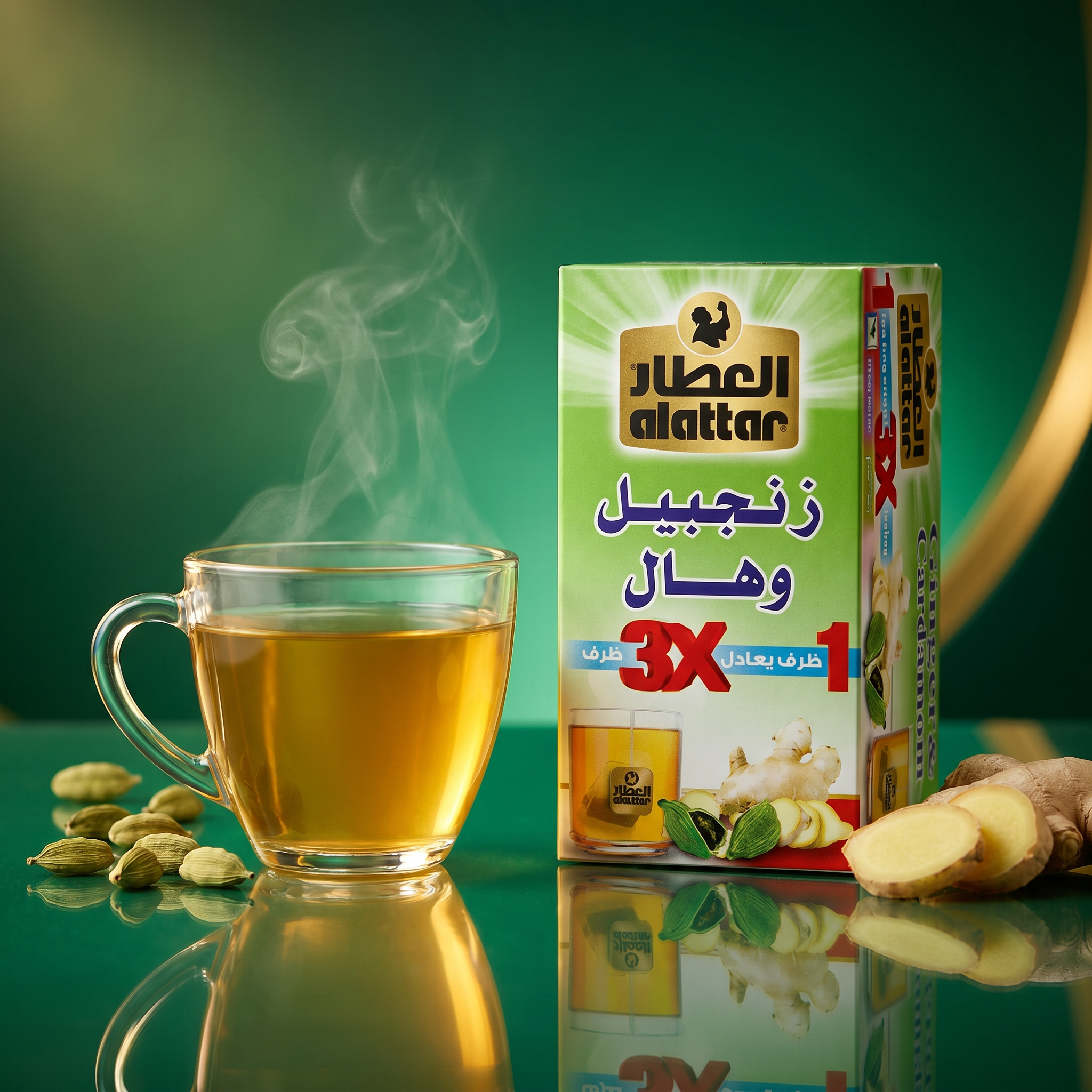 Alattar Alattar Ginger & Cardamom Tea 20 Bags (36g) Strength Herbal Blend ...