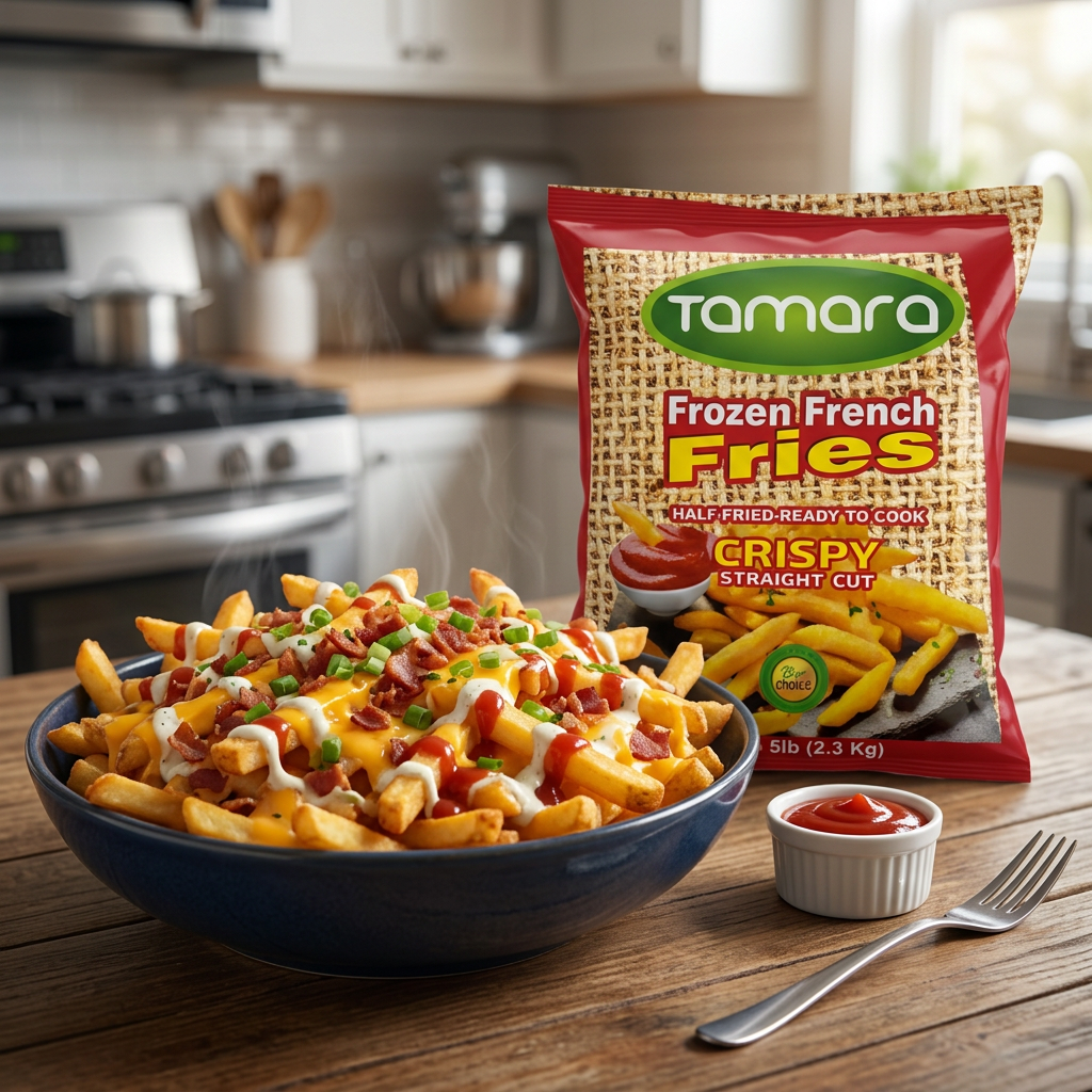 Tamara Frozen French Fries 5lb crispy straight cut, ideal for quick meals, shown in a 2.97a05f34-3744-45da-b8ee-1e753a8f0e7c.png