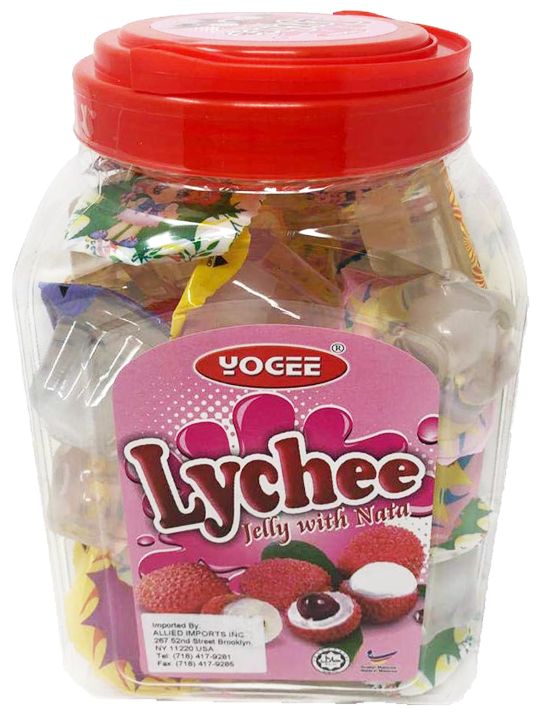 YOGEE|Sweet Jelly LYCHEE delicious natural flavors| (Jelly WITH NATA) |Mini Jelly Cups |Net Weight: 1400g (35g x40pcd) |49.38oz | (SINGLE) - SANI-LLC