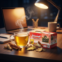 AlAttar Ginseng Drink with Cinnamon and Ginger herbal tea bags, 20 count, featuring tea bags with ginseng, cinnamon, and ginger ingredients.