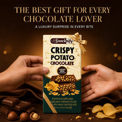 Snacksify Crispy Potato Chocolate Bar 2.47 oz (70g) Luxury Milk Chocolate with Potato Chips and Hazelnut Cream Filling - Gourmet Sweet and Salty Crunchy Snack Gift