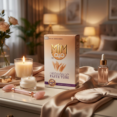 MIM Hair Removal Paste 90g tube with natural formula for smooth skin, displayed in a close-up image showing the tube's packaging.