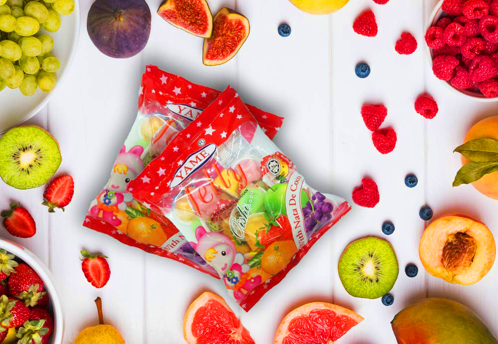 Yame jelly fruit candy cups 700g bag with Nata De Coco