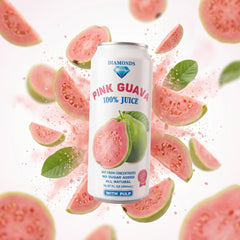 Diamonds Pink Guava Juice with Pulp, 16.57 fl oz (490ml) Can, for Tropical Refreshment