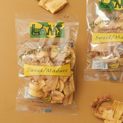 Some bags of Lams plantains chips sweet/maduro