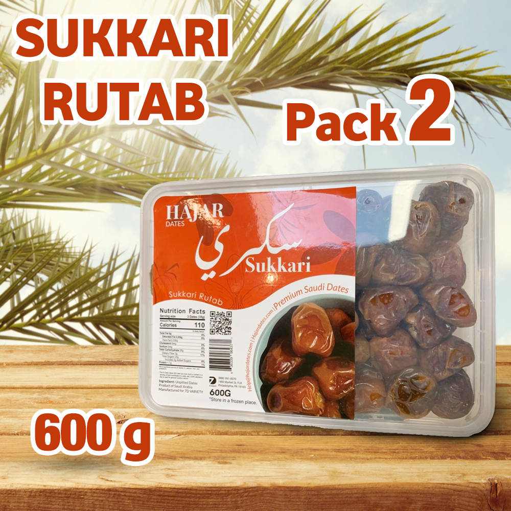 Dates: Hajar dates | Sukkari Rutab | premium Saudi dates | Best breakfast in Ramadan | Naturally sweet | 100% Fresh | Packed securely | Ramadan gift box | 600g | Store in a frozen place - SANI-LLC