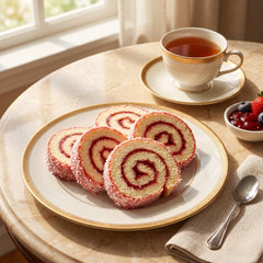Delisia Big Jelly Roll Sponge Cake, 14 oz (397g), Traditional Fruit Jam Filling with Shredded Coconut, 0g Trans Fat, Kosher Certified, Ready-to-Serve Sweet Dessert Snack