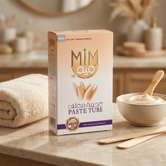 MIM Hair Removal Paste 90g tube with natural formula for smooth skin, shown in a close-up on a white background.