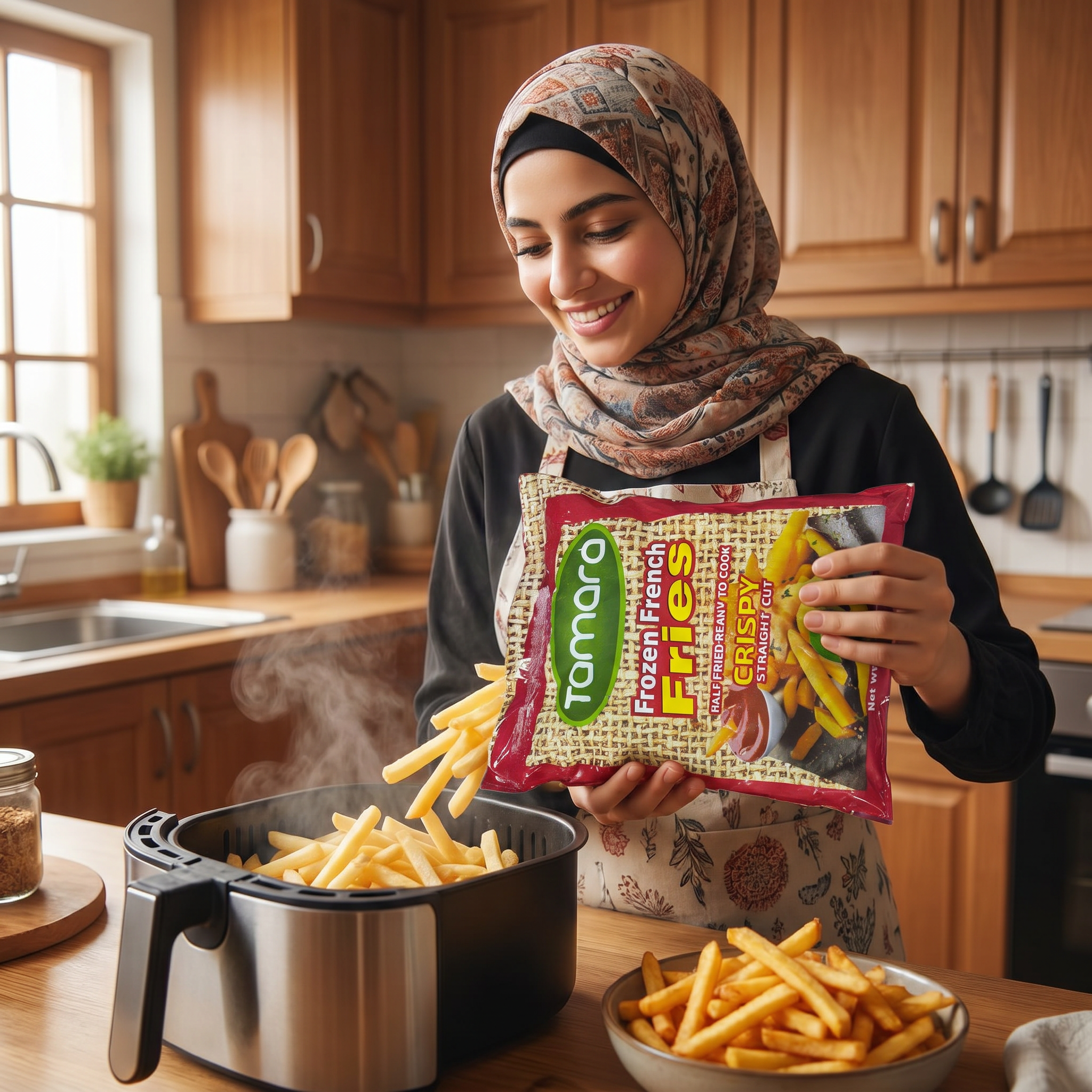 Frozen Tamara French Fries 5lb box, crispy straight cut for quick meals, ideal for snacks and side dishes.