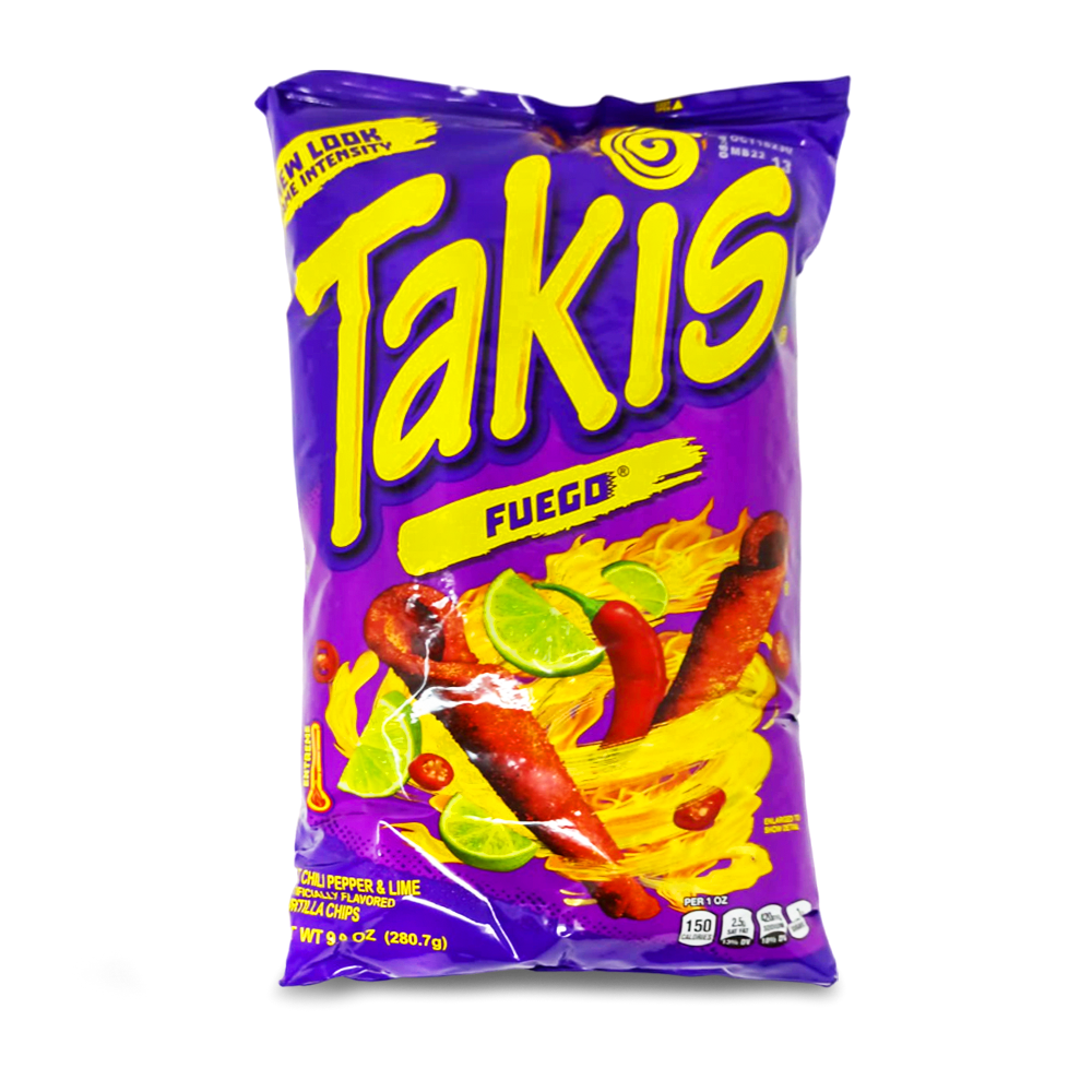 Barcel, Takis Fuego Hot Chili Pepper & Lime Flavored Corn Tortilla Chips Snacks 9.9 oz - SANI-LLC