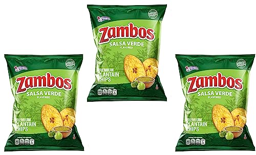 Zambos Plantain Chips – Delicious Plantain Chips with Green Salsa (Tajaditas de Plátano con Salsa Verde), Unique Flavor from Salvajes del Trópico, plantain chip - 5.3 ounces (150g) (pack 03) - SANI-LLC