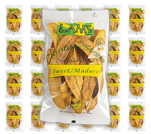 Lam's Plantain strips| Vegetable snacks| Healthy snacks| Gluten Free | Banana Chips (Sweet/Maduro) |All Natural|2.1oz|60g - SANI-LLC