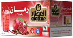 AlAttar Pomegranate Kajarat Tea box with 20 tea bags, featuring vibrant pomegranate imagery for natural hot or cold beverage.