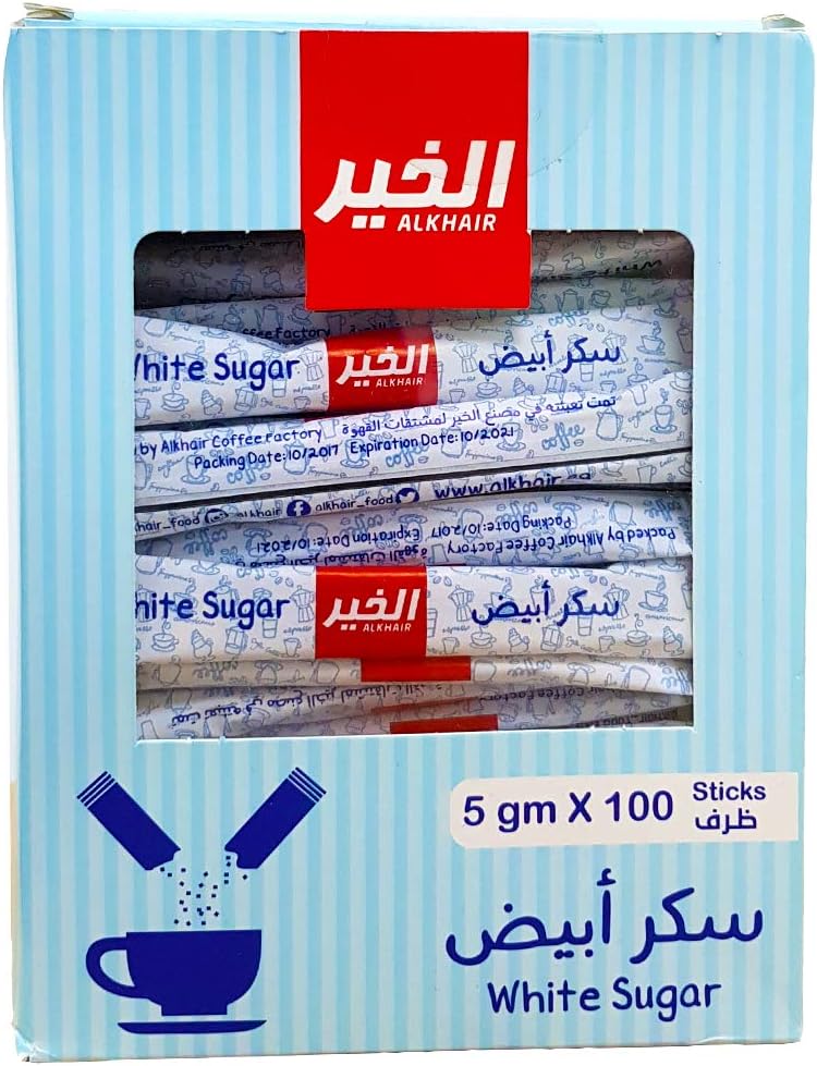 Alkhair White Sugar 5gx100 Sticks 500g Box - SANI-LLC