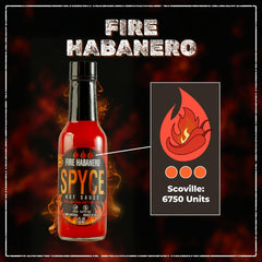 SPYCE Fire Habanero Hot Sauce 5 FL OZ (148 ML) Non-GMO, No MSG, No Sugar, No Filler For Bold Flavor & Heat on Any Meal