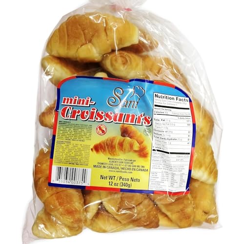 Yummies Sani Mini Croissants, Plain Croissants, Mini Croissants Bakery Fresh, Big Bag, Breakfast Pastry or Snack, Non-GMO, Breakfast Croissants, Croissants Bakery, 2 Packs of 12 oz (340g) - SANI-LLC