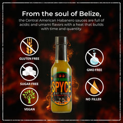 SPYCE Green Habanero Hot Sauce 5 fl oz | Low Sodium, 100% Natural | For Flavorful Meals