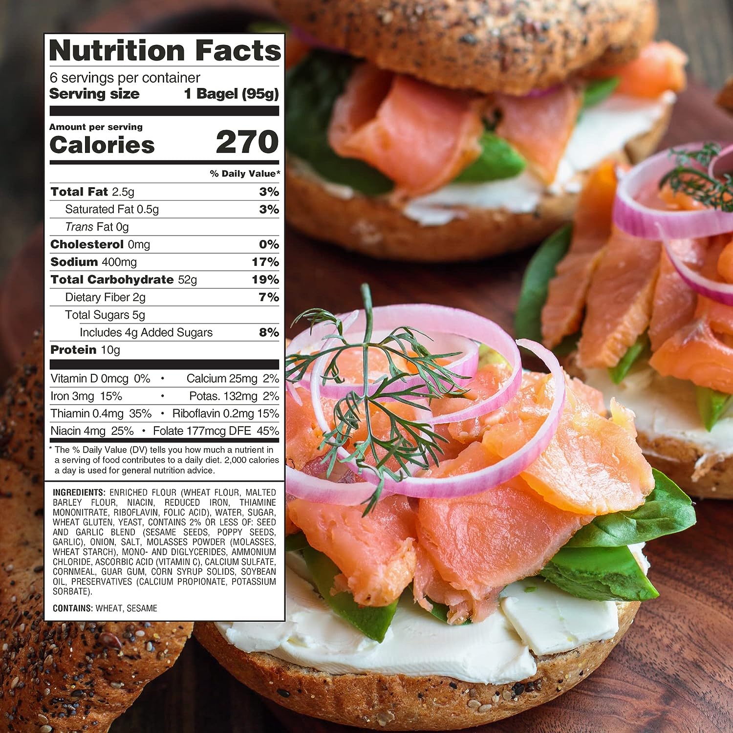 Toufayan Everything Bagels Nutrition Facts 11g 20oz