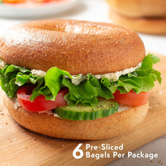 Toufayan: Jumbo Bagels | Health Baked Whole Wheat 6 pieces 14G Protein 20oz. - SANI-LLC