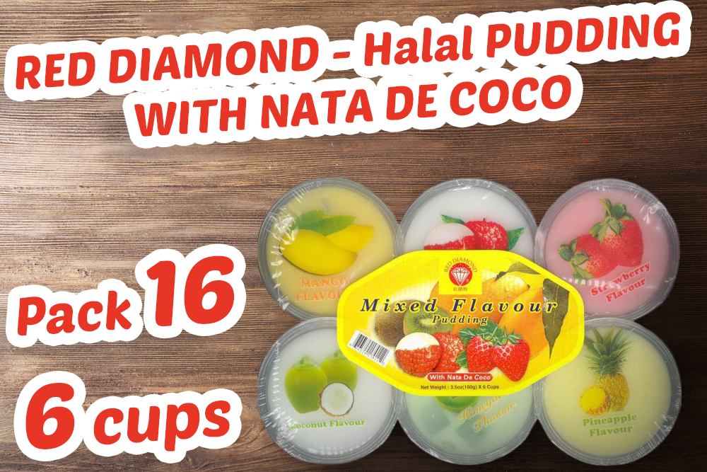 RED DIAMOND Halal Ø­Ù„Ø§Ù„ PUDDING WITH NATA DE COCO (Product of Malaysia) / 6cups-3.5oz (100g) - SANI-LLC