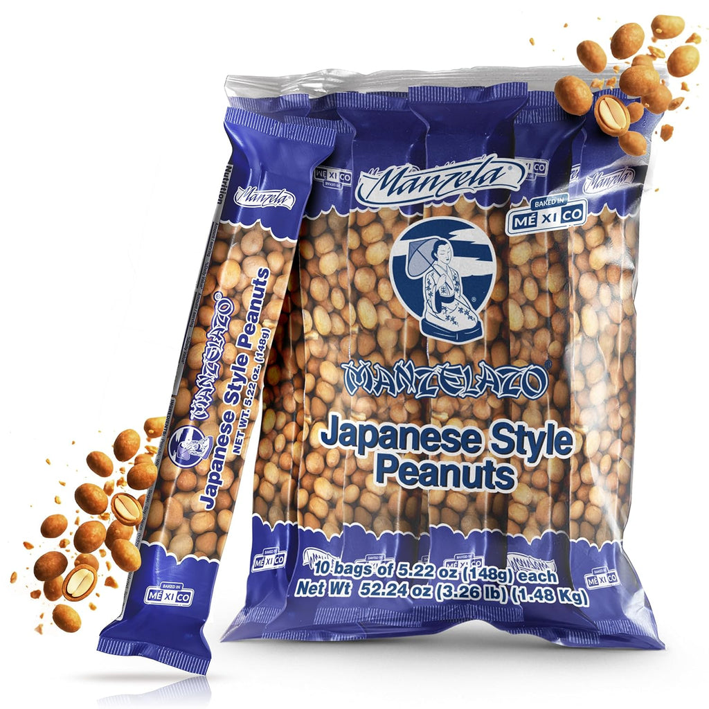 Manzelazo Japanese Style Peanuts 10 x 5.22 oz Bags (3.26 lb Total) Sav