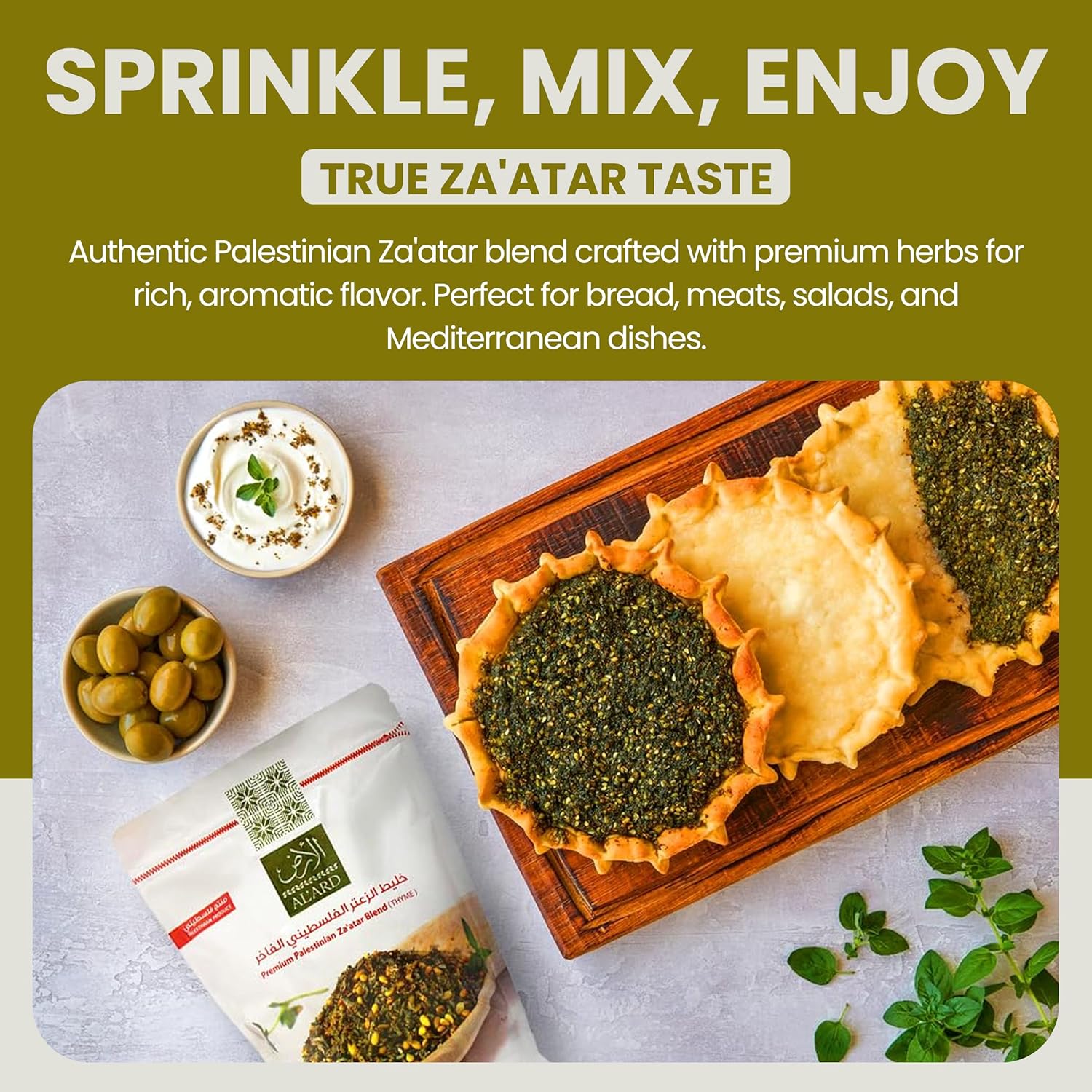 AL'ARD Premium Za'atar Blend 454g Authentic Mix & Rich in Thyme Essential Middle Eastern Spice for Manakish & Baking - SANI-LLC