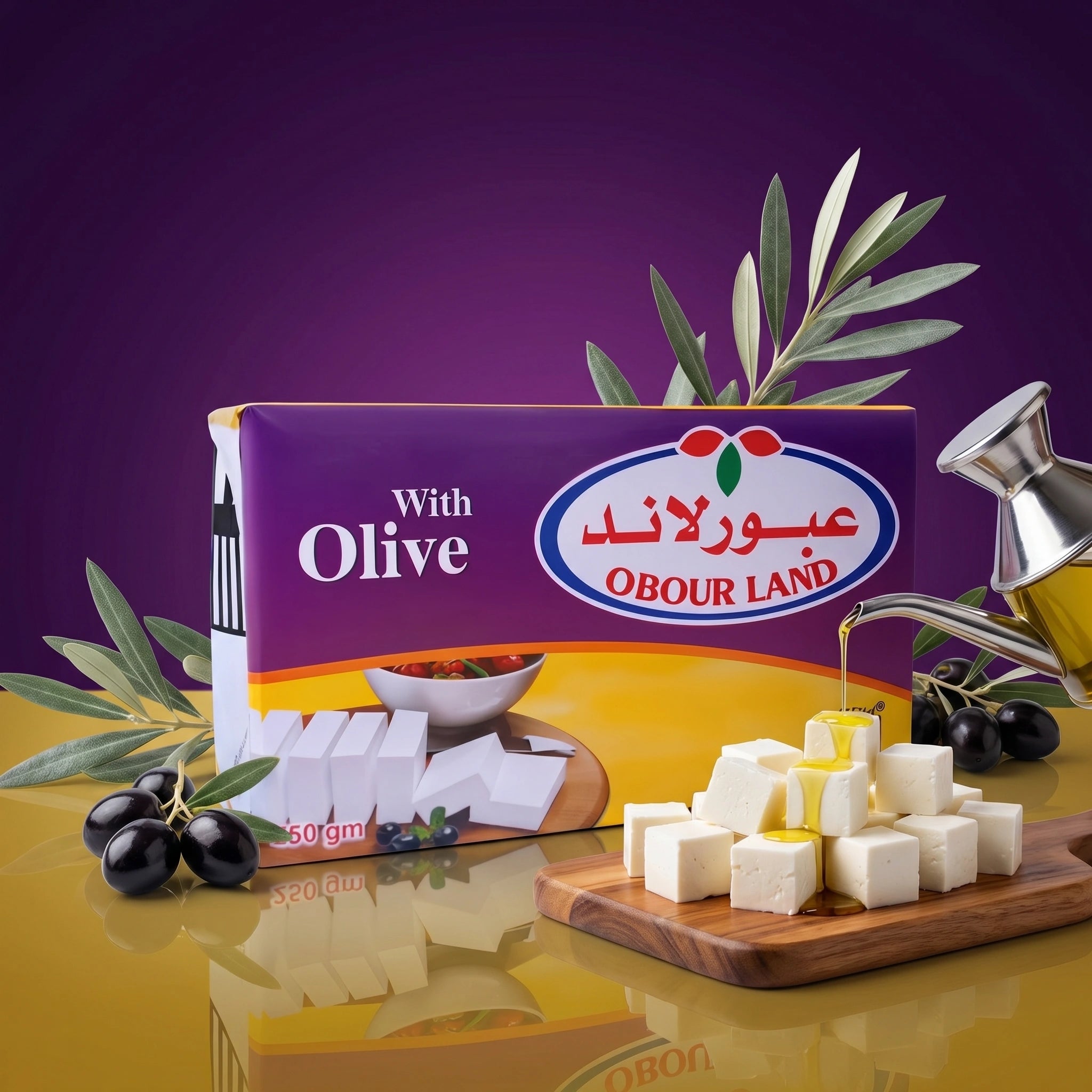 Obour Land White Cheese with Olive 250g (8.8 oz) Tetra Pak, Creamy Mediterranean Style Feta Cheese, Rich Flavorful Dairy Spread for Salads, Sandwiches, and Breakfast - SANI-LLC