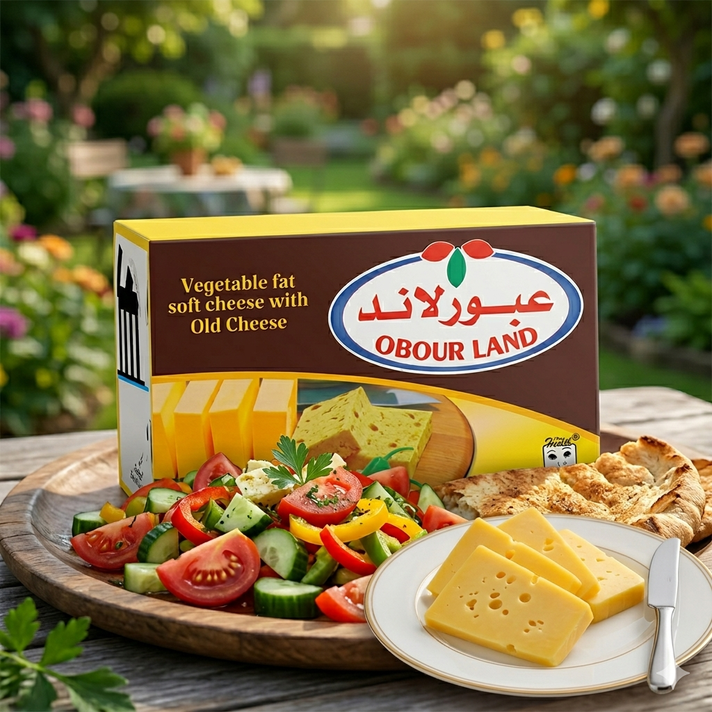 Creamy Obour Land soft cheese with aged cheese in a 250g package, featuring a smooth texture and rich flavor.