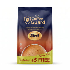 Shammout Coffee Guard 3-in-1 instant coffee mix with 30 sachets, creamy flavor, premium quick brew by SANI-LLC.